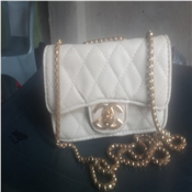 White GG leather hand bag