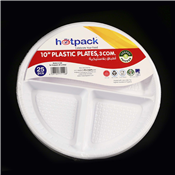 10 INCHES HOTPACK PLASTIC PLATES 3 COMPARMENTS