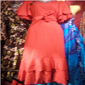 Ladies Coporate Orange Flare Dress with Flare Sleeve