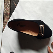 Quality Flat Leather Shoe For Ladies-Black