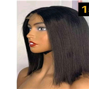 Ladies Black Short Straight Hair Bob Head Wig