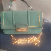 Green chain leather bag