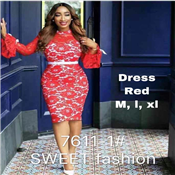 FASHIONABLE RED LACE DRESS