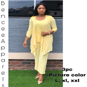 3 PCS CREAM TOP & TROUSER SUIT