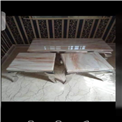 Creamy Brown Marble Top Center Table and 2 side stools