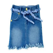 Lovely Ladies Button Down Ripped Jean Skirt