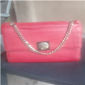 Red leather hand bag