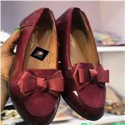 Quality Flat Leather Shoe For Ladies-Red