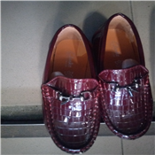 Patent Crocodile Skin Walkabout Loafers With Red Touch For Men