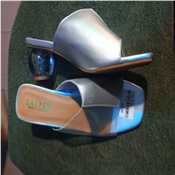 Ralph Lauren silver heel slippers