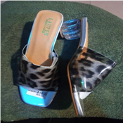 Women’s Brown animal skin heel slippers