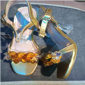 Lady’s golden heel sandals 