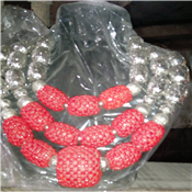 CORAL RED AND SILVER BEAD 