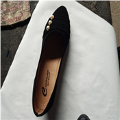 Quality Flat Leather Shoe For Ladies-Black