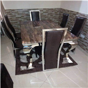 Brown 6 Seaters Marble Top Dinning Table