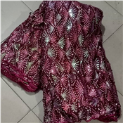 Lace High Quality Wine Colour Velvet Net Lace With Sequence