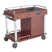 Luxury cooking trolley with four wheels