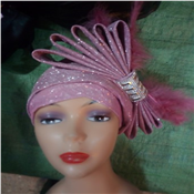Unique Peach Gele  Fascinator